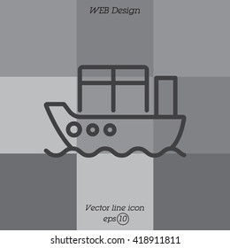 Web line icon. Cargo Ship