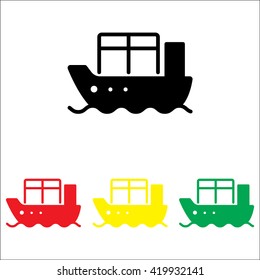 Web line icon. Cargo Ship