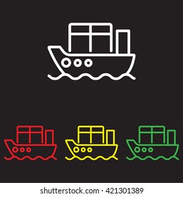 Web line icon. Cargo Ship