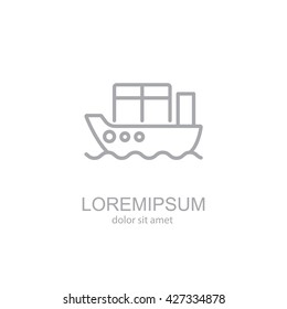 Web line icon. Cargo Ship
