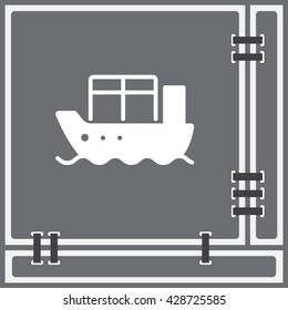 Web line icon. Cargo Ship