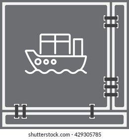 Web line icon. Cargo Ship
