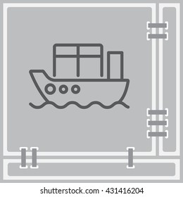 Web line icon. Cargo Ship