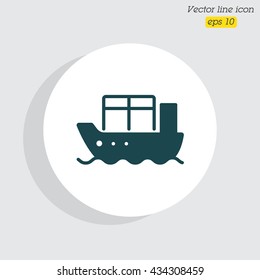 Web line icon. Cargo Ship