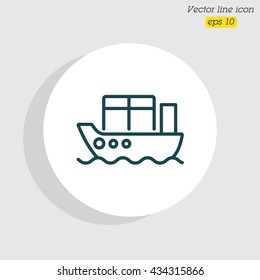 Web line icon. Cargo Ship