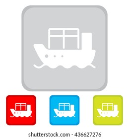 Web line icon. Cargo Ship