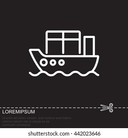 Web line icon. Cargo Ship