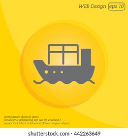 Web line icon. Cargo Ship