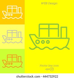 Web line icon. Cargo Ship