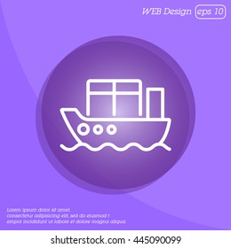 Web line icon. Cargo Ship