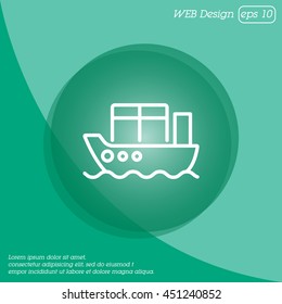 Web line icon. Cargo Ship
