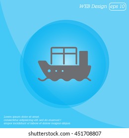 Web line icon. Cargo Ship