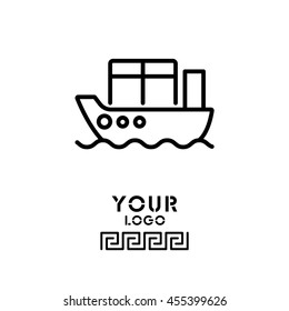 Web line icon. Cargo Ship