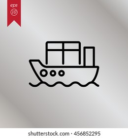 Web line icon. Cargo Ship