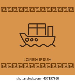 Web line icon. Cargo Ship