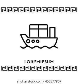 Web line icon. Cargo Ship