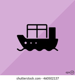 Web line icon. Cargo Ship