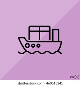 Web line icon. Cargo Ship