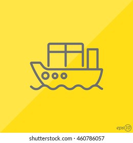 Web line icon. Cargo Ship