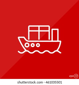 Web line icon. Cargo Ship