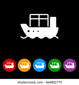 Web line icon. Cargo Ship