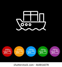 Web line icon. Cargo Ship