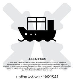 Web line icon. Cargo Ship