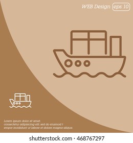 Web line icon. Cargo Ship
