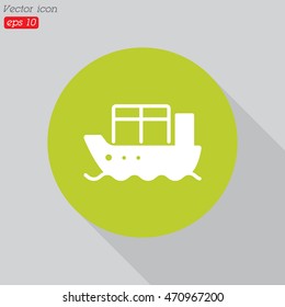 Web line icon. Cargo Ship