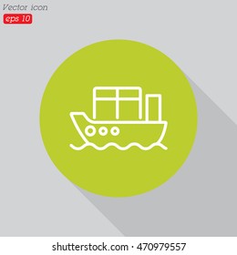Web line icon. Cargo Ship