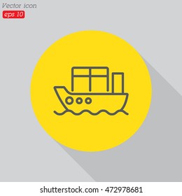 Web line icon. Cargo Ship