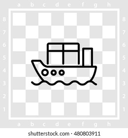 Web line icon. Cargo Ship