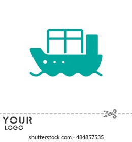 Web line icon. Cargo Ship