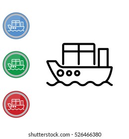 Web line icon. Cargo Ship