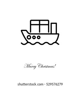 Web line icon. Cargo Ship