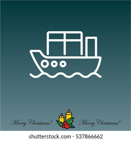Web line icon. Cargo Ship