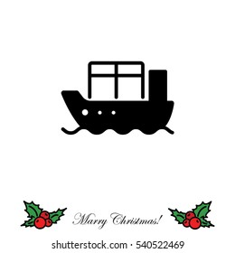 Web line icon. Cargo Ship
