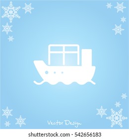 Web line icon. Cargo Ship