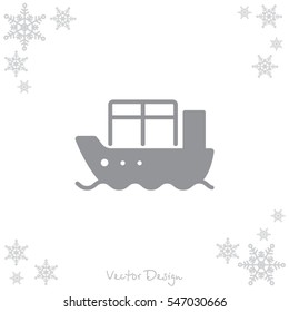 Web line icon. Cargo Ship
