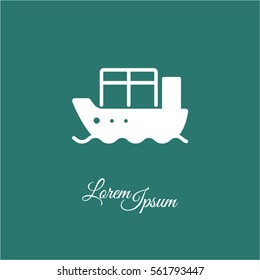 Web line icon. Cargo Ship