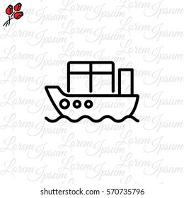 Web line icon. Cargo Ship