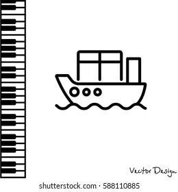 Web line icon. Cargo Ship