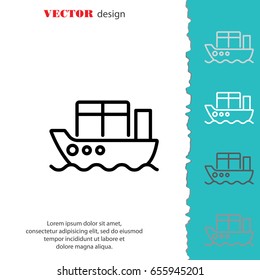 Web line icon. Cargo Ship
