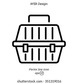 Web line icon. Carrying animals. Pet carrier for traveling.