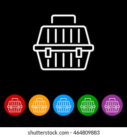 Web line icon. Carrying animals. Pet carrier for traveling.