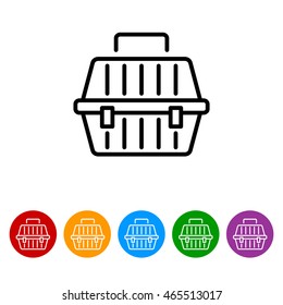 Web line icon. Carrying animals. Pet carrier for traveling.