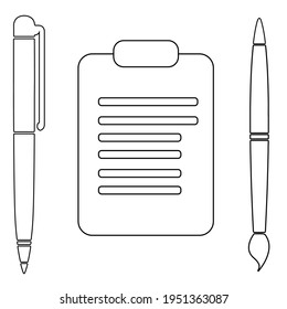 Web line icon. Checklist with pen pencil 