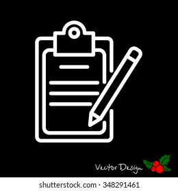 Web line icon. Checklist with pen (pencil)