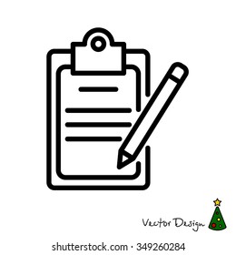 Web line icon. Checklist with pen (pencil)