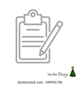 Web line icon. Checklist with pen (pencil)